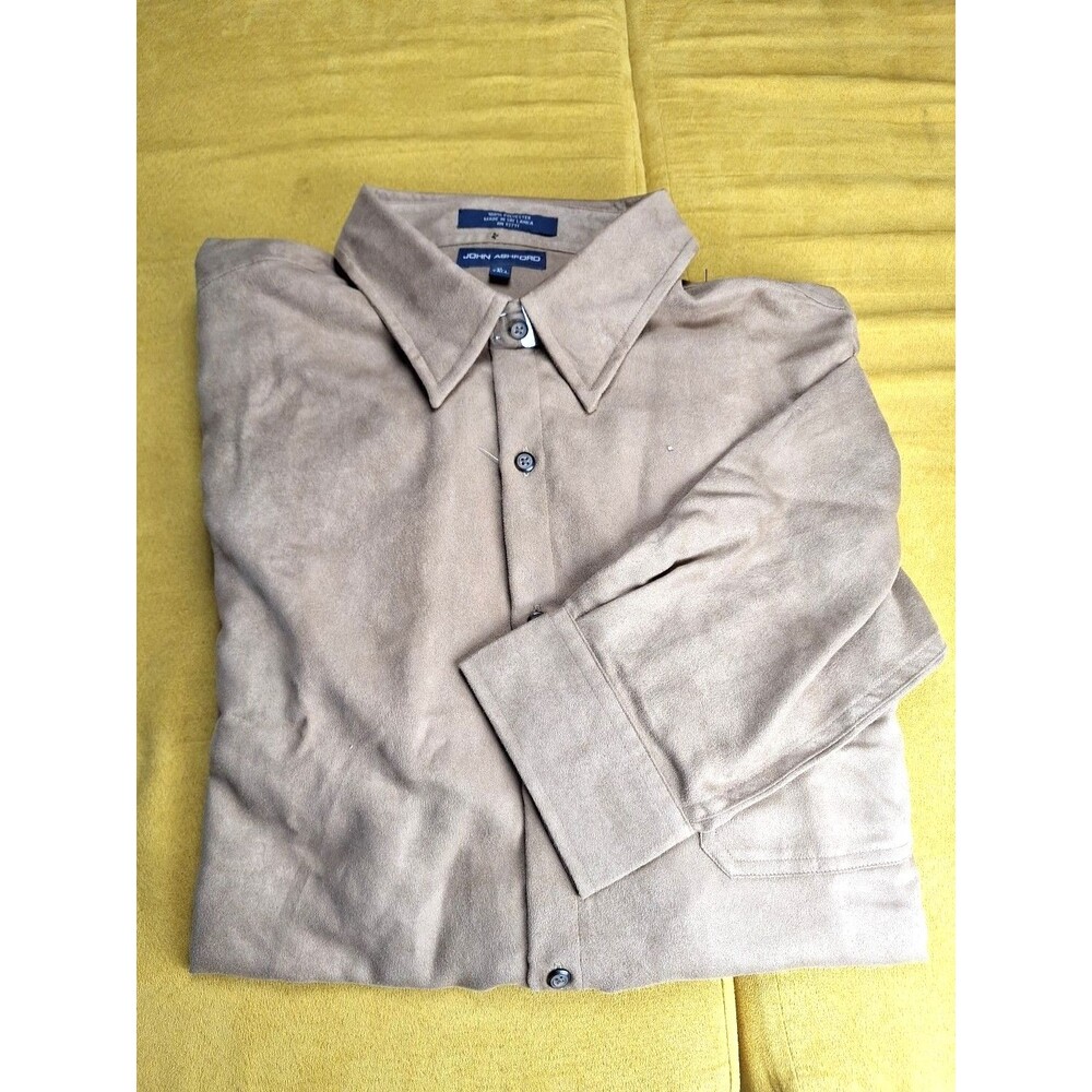Joh Ashford Size XL Tall Faux Suede Button Up Long Sleeve Shirt